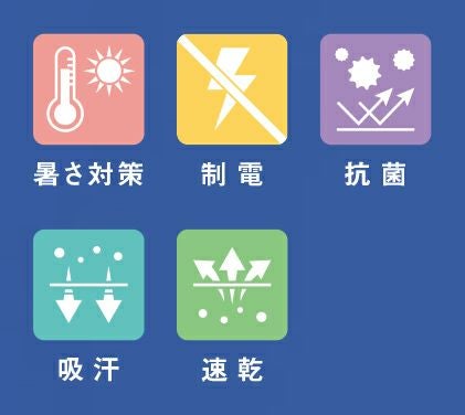 暑さ対策・制電・抗菌・吸汗・速乾