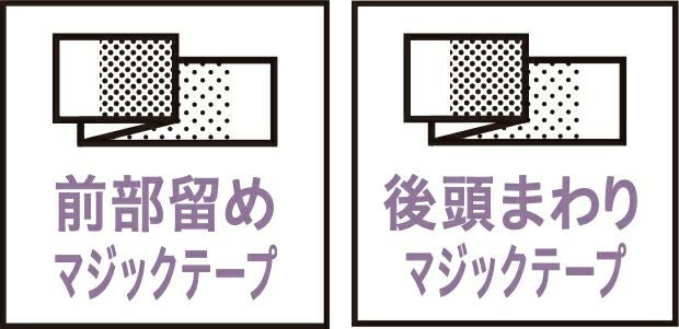 前部留めマジックテープ・後頭まわりマジックテープ
