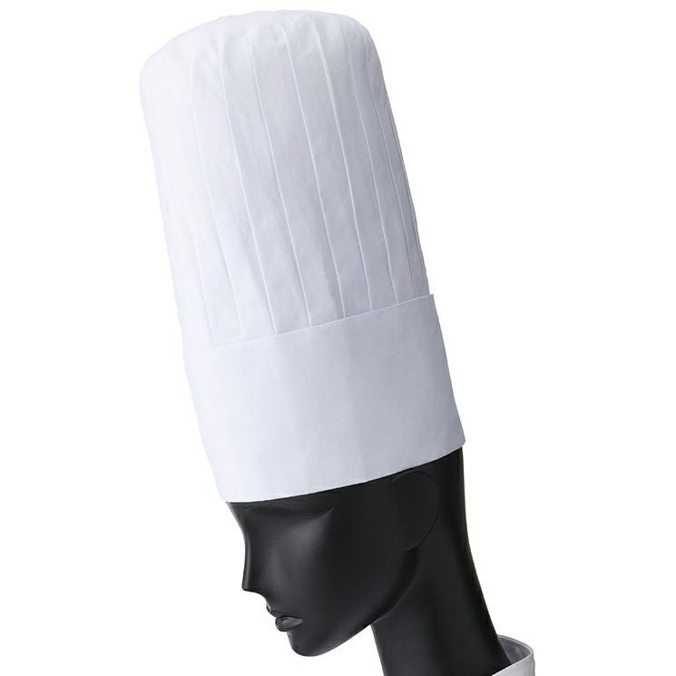 【高級綿シーチング】チーフ・コック帽（高さ30.5cm） [SRV-1] ホワイト