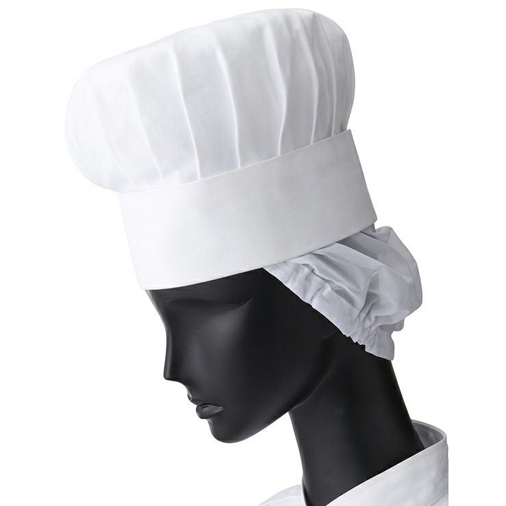 【カツラギ厚手】コック帽（高さ17.5cm） [SRV-BKC16]　ホワイト