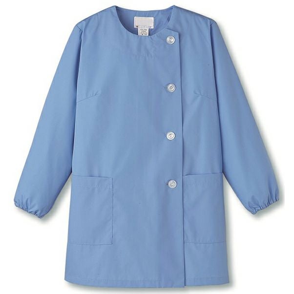 【女性用】厨房白衣・衿無し(長袖) [SRV-FA798] サックス