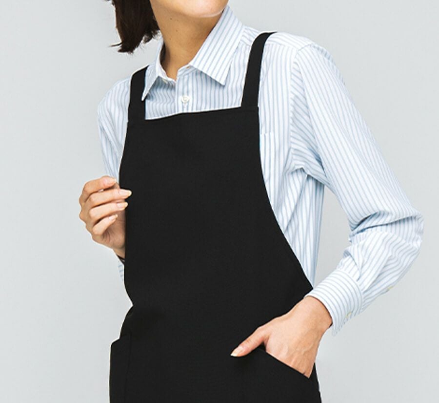 ストライプシャツ着用写真：ブルー