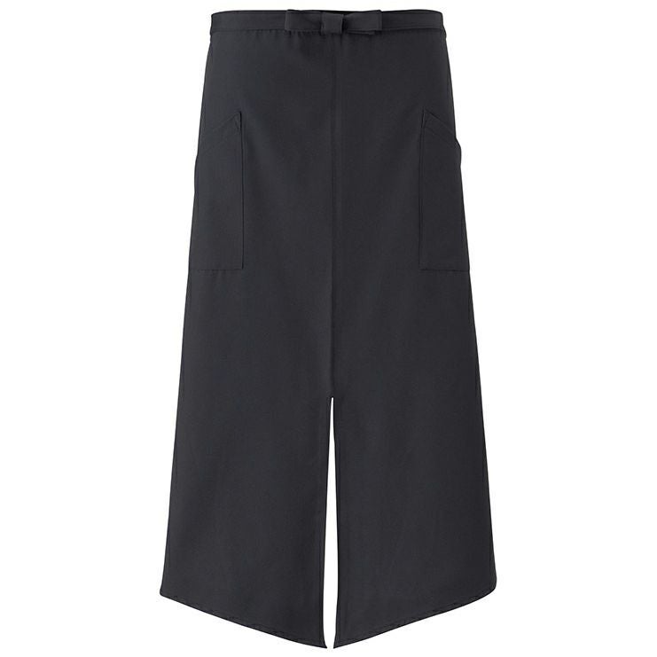 ロングエプロン（前中心丈80cm） [制電] [SRV-A1814]　ブラック