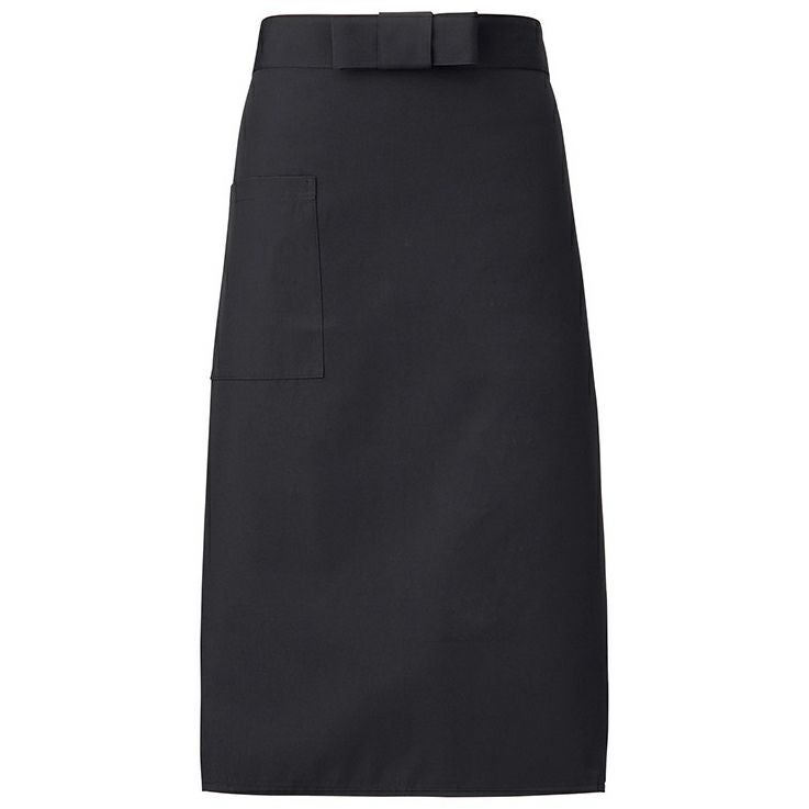 ロング ソムリエエプロン（前中心丈75cm） [制電] [SRV-A1591]　ブラック