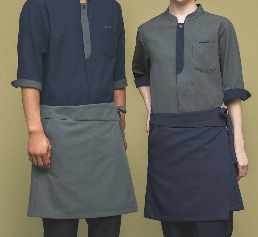 和風ショートエプロン着用写真：グレー