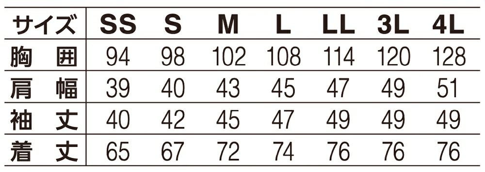 サイズ表