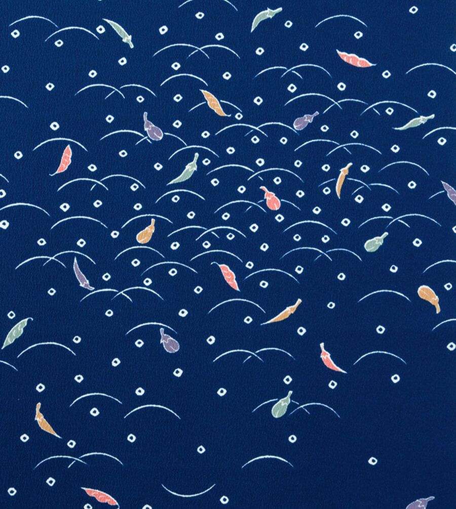 露芝野菜小紋柄の生地アップ写真