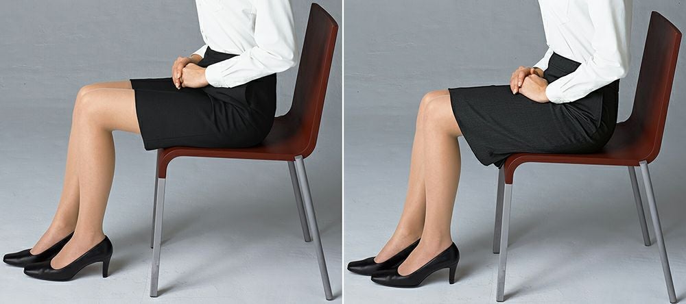 座った時にスカートが上がりにくい裏地を使用