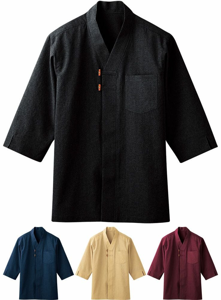 男女兼用・和風シャツ（V衿） [BNUN-44304]