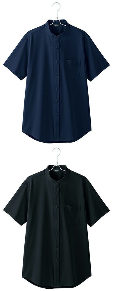 北陸の素材力 スーパーノーアイロン・メンズ半袖スタンドカラーシャツ（ノーアイロン）（透け防止） [AZ-634252]
