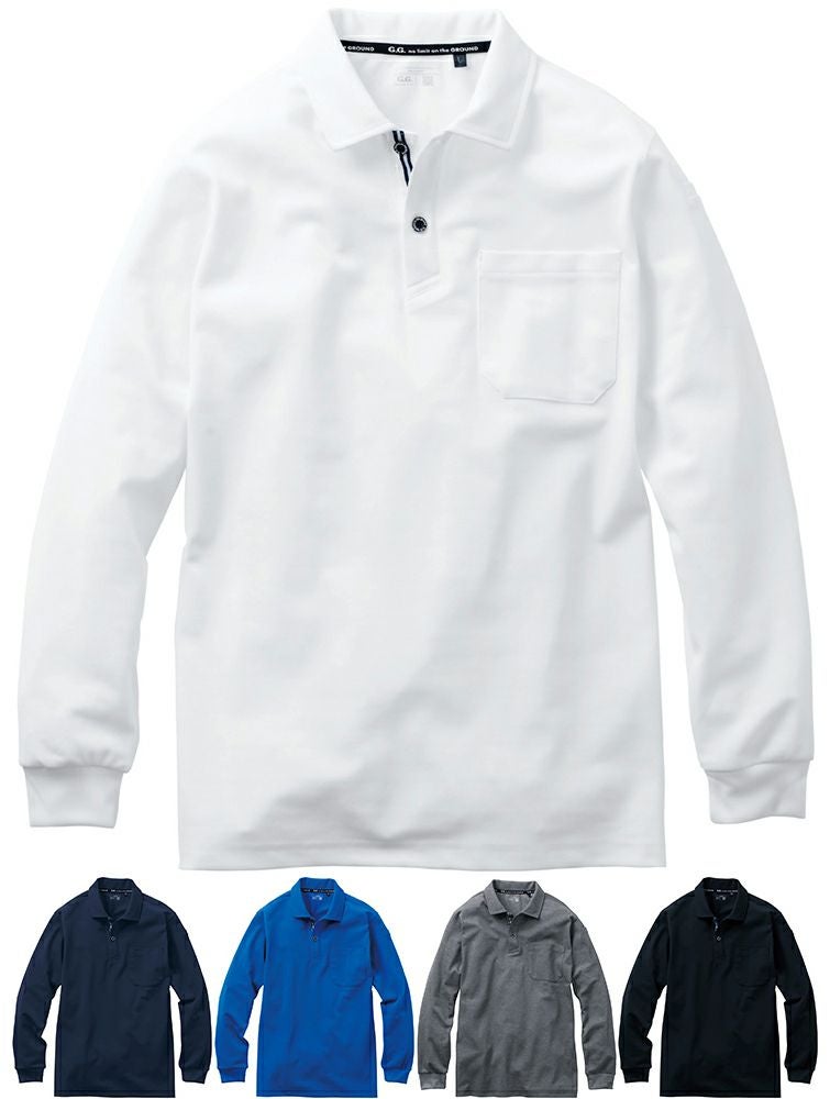 [7325シリーズ]長袖ポロシャツ（胸ポケット有）（消臭デオドラントテープ付） [SOWA-7325-50]