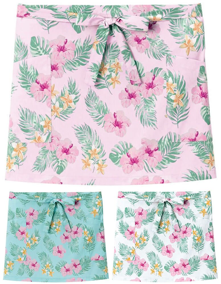 ショートエプロン（ハイビスカス柄）[BON-FK7209]