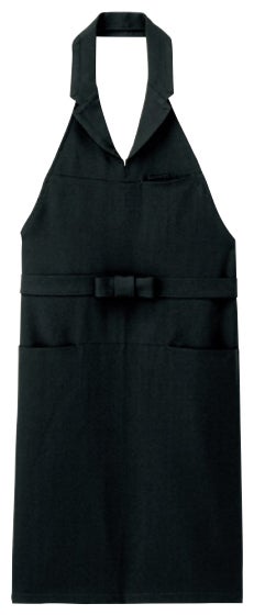 男女兼用 エプロン（胸当て） [SRV-TR3606]<br>ブラック