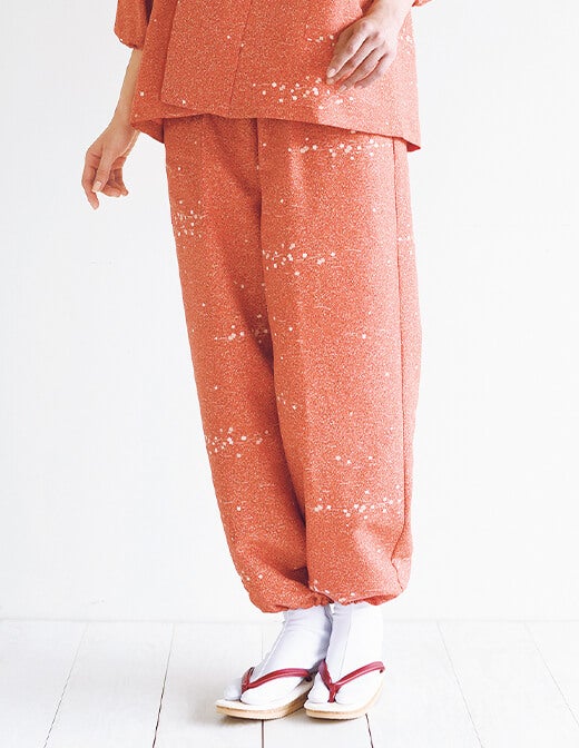 【日本製】茶衣着・パンツ [蒔糊紙散らし]（女性用） [SRV-K3733]