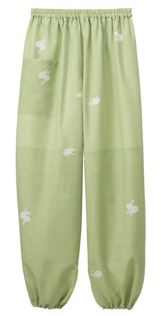 茶衣着パンツ：ライトグリーン